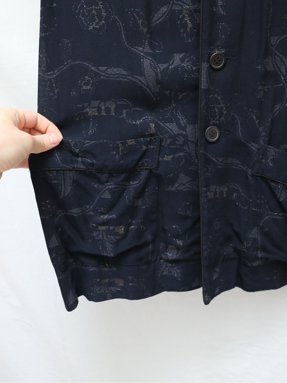 Takeshi Kosaka Y's women's tunic shirt metallic floral print NWOT L XL loose fit - Picture 8 of 9